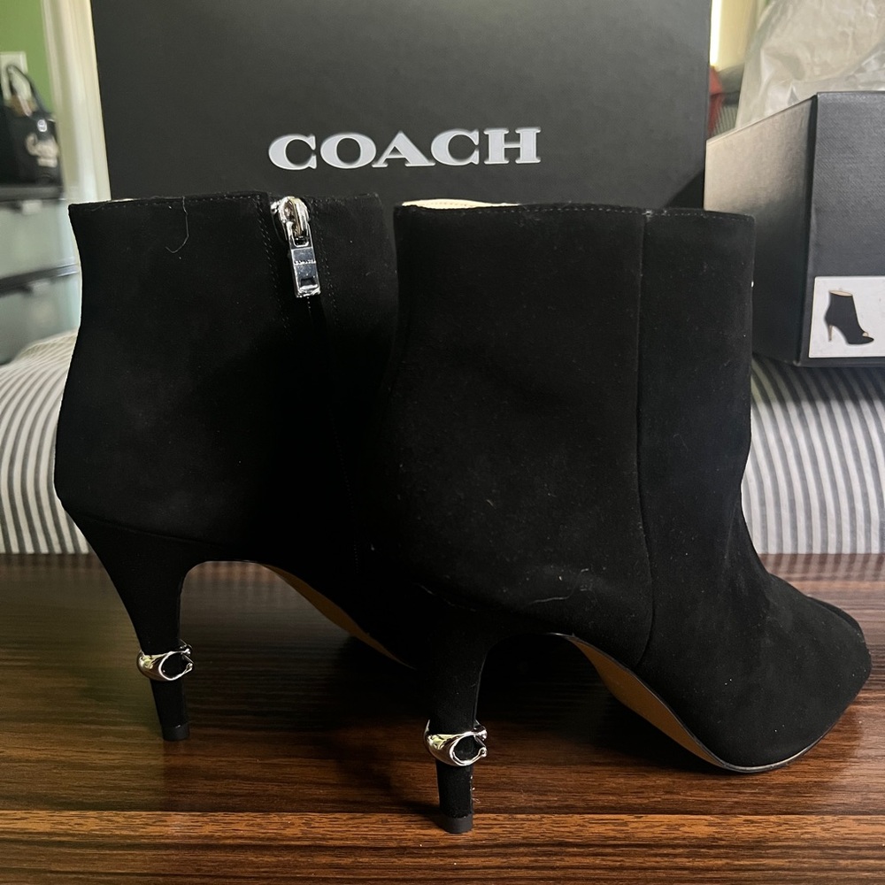 Coach Black Ankle Booties with Stiletto Heel